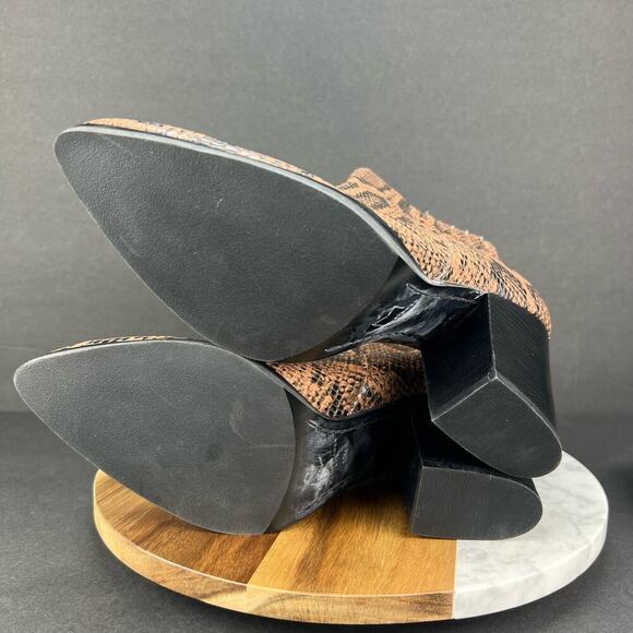 Marc Fisher LTD Alva Leather Snake Block Heel Slip On Bootie Brown/Black Size 10 - Picture 10 of 10